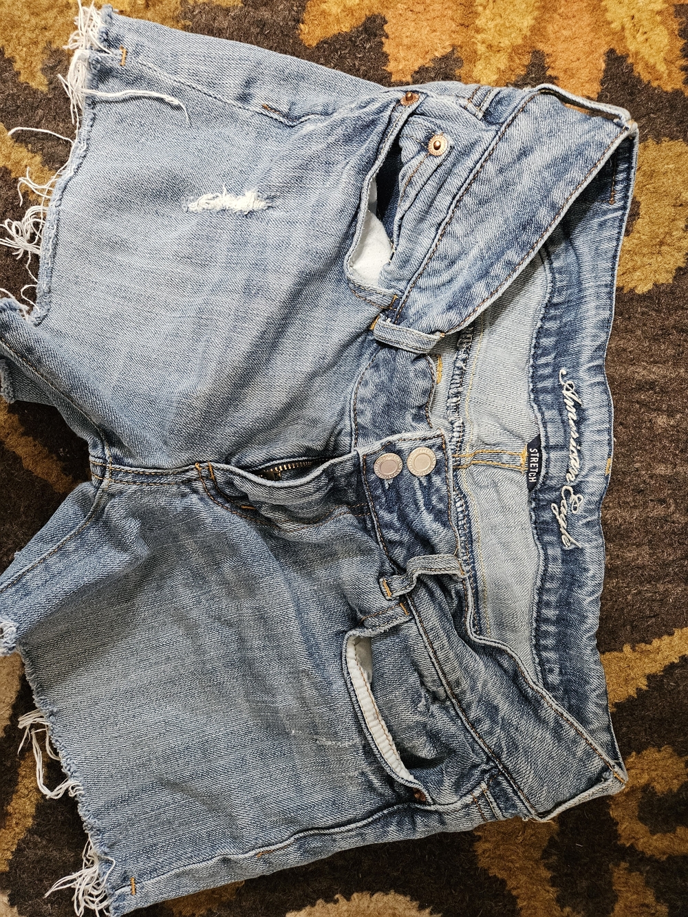 American Eagle Outfitters Light Blue Distressed Cutoff Jean Shorts